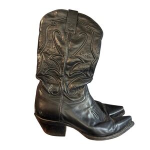 Dan Post Black Leather Western Cowboy Boots Pointed Toe DP3475 Mens 8.5